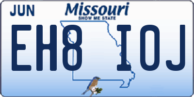 MO license plate EH8I0J