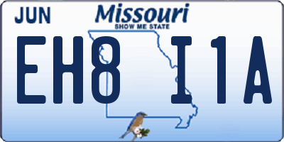 MO license plate EH8I1A