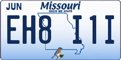 MO license plate EH8I1I