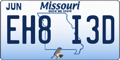 MO license plate EH8I3D