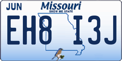 MO license plate EH8I3J