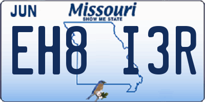 MO license plate EH8I3R