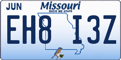 MO license plate EH8I3Z