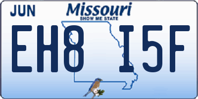 MO license plate EH8I5F
