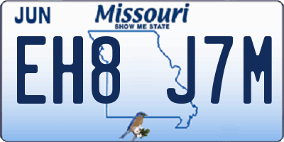 MO license plate EH8J7M