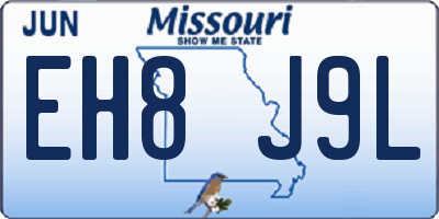MO license plate EH8J9L