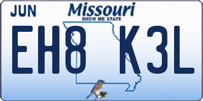 MO license plate EH8K3L