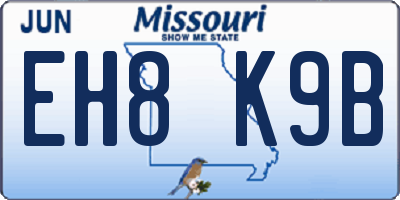 MO license plate EH8K9B