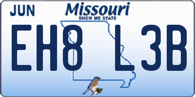 MO license plate EH8L3B