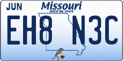MO license plate EH8N3C