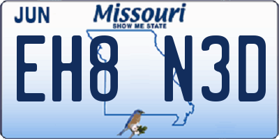 MO license plate EH8N3D