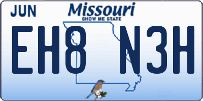 MO license plate EH8N3H