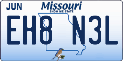 MO license plate EH8N3L