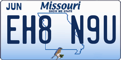 MO license plate EH8N9U