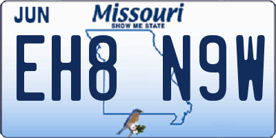 MO license plate EH8N9W