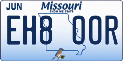MO license plate EH8O0R