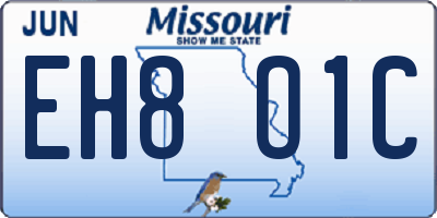 MO license plate EH8O1C