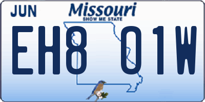 MO license plate EH8O1W