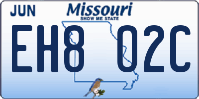 MO license plate EH8O2C