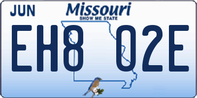 MO license plate EH8O2E