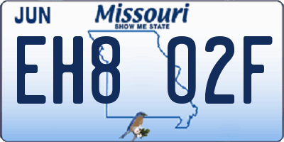 MO license plate EH8O2F