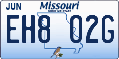 MO license plate EH8O2G