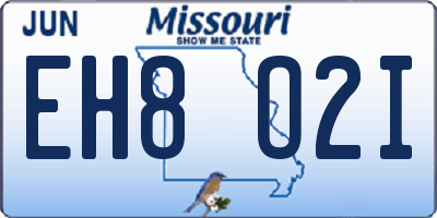 MO license plate EH8O2I