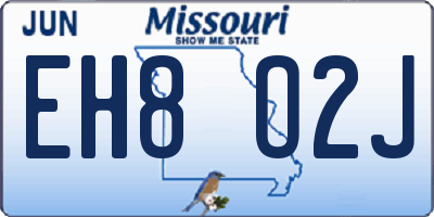MO license plate EH8O2J