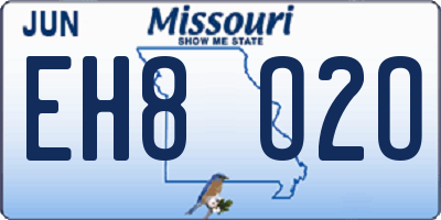 MO license plate EH8O2O