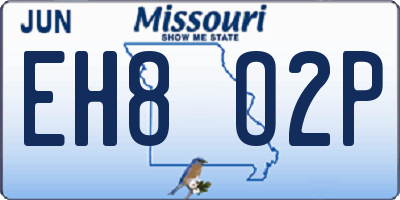 MO license plate EH8O2P