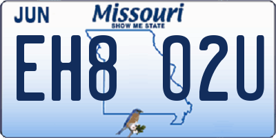 MO license plate EH8O2U
