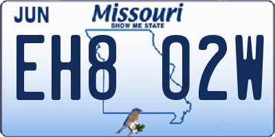 MO license plate EH8O2W