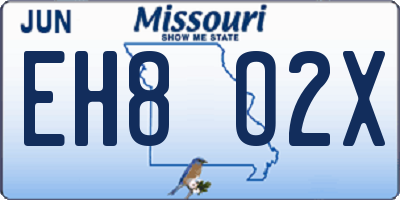 MO license plate EH8O2X