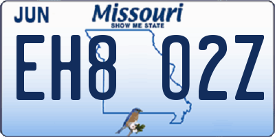 MO license plate EH8O2Z