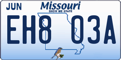 MO license plate EH8O3A