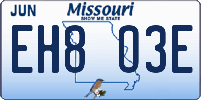 MO license plate EH8O3E