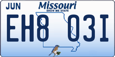 MO license plate EH8O3I