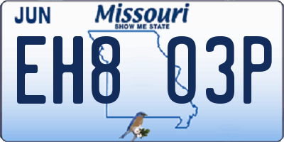 MO license plate EH8O3P