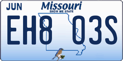 MO license plate EH8O3S
