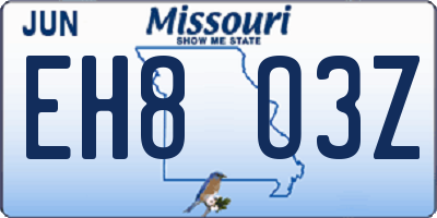 MO license plate EH8O3Z
