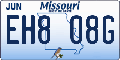 MO license plate EH8O8G