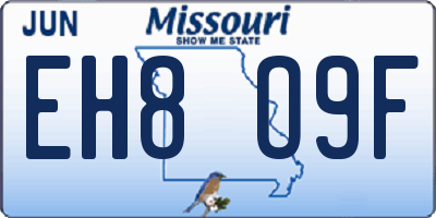 MO license plate EH8O9F