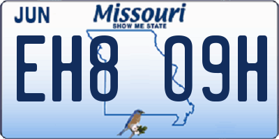 MO license plate EH8O9H