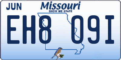 MO license plate EH8O9I