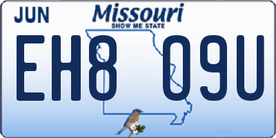 MO license plate EH8O9U