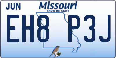 MO license plate EH8P3J