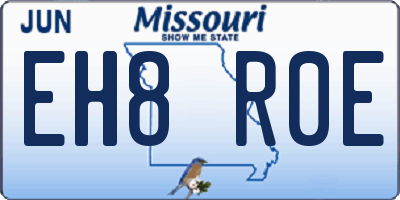 MO license plate EH8R0E
