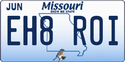 MO license plate EH8R0I