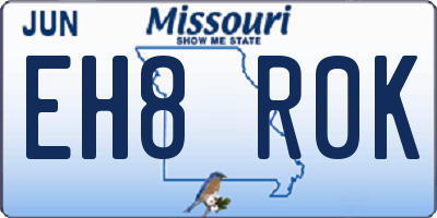 MO license plate EH8R0K