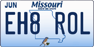 MO license plate EH8R0L